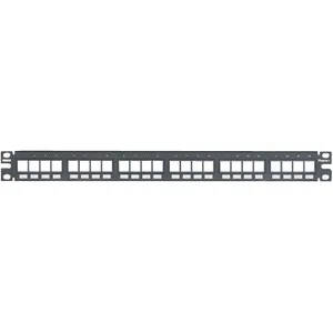 Panduit 24-Port Flush Mount Modular Patch Panel, 1 RU. - 24 Port(s) - 1U High - Black - 19" Wide - Flush Mount