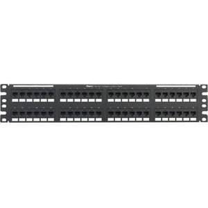 Panduit NetKey NK6XPPG48Y Network Patch Panel - 48 Port(s) - 48 x RJ-45 - 2U High - Black - 19" Wide - Rack-mountable