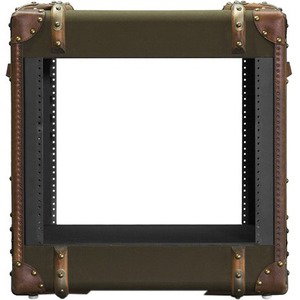 Claytek 9U 450mm Depth Retro Style Rackmount Cabinet - For A/V Equipment, Server - 9U Rack Height - Rack-mountable - Black - Metal, Wood, Brass, Leather, Steel