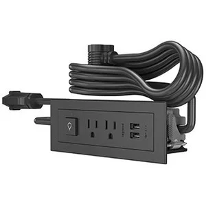 Legrand Furniture Power 2-Outlet with Switching and USB-A Unit - 10' Cord - Black - 125 V AC / 15 A Rectangular Flange Mount, Tabletop