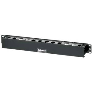 PANDUIT PatchLink Horizontal Cable Manager - Cable Manager - Black - 1U Rack Height x 19" Panel Width