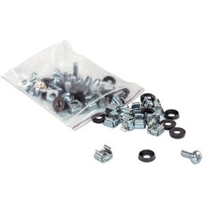 Intellinet Network Solutions M6 Cage Nut Set for Server, Rack or Cabinet, Includes Cage Nuts, Screws and Plastic Washers, 50 Pieces Each - Retail Jar