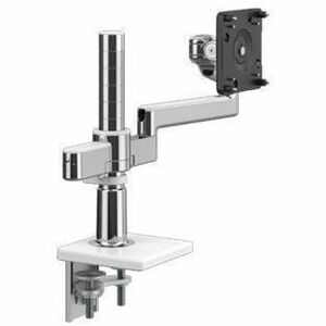 Humanscale M/Flex X21TBW Clamp Mount for Monitor, Docking Station, Charging Station - Polished Aluminum, White - Height Adjustable - 6 Display(s) Supported - 100 lb Load Capacity - Recycled Aluminum, Steel, Aluminum, Metal