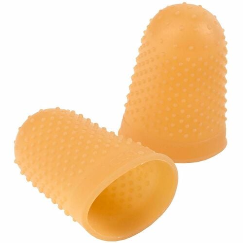 ACCO Rubber Finger Tips, Size #14 Extra Large, 0.88" Dia, Amber, 12/PK