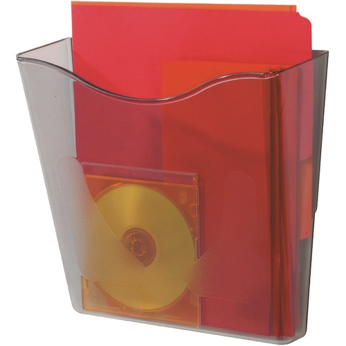 Deflecto Wall Pocket, Wall-Mount, DocuPocket, 1 Pocket, 10.87" W x 4" D x 10.25" H, Smoke Plastic