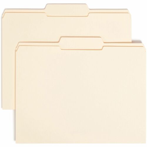 Smead 1/3 Tab Cut Letter Recycled Top Tab File Folder - 8 1/2" x 11" - 3/4" Expansion - Top Tab Location - Center Tab Position - 11 pt. - 2 Plys - Manila - Reinforced, Durable, Reinforced Tab, Rounded Corner - 10% Recycled - 100 / Box
