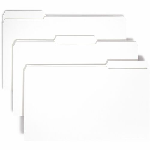 Smead Colored 1/3 Tab Cut Legal Recycled Top Tab File Folder - 8 1/2" x 14" - 3/4" Expansion - Top Tab Location - Assorted Tab Position - 11 pt. - 2 Plys - White - 10% Recycled - 100 / Box