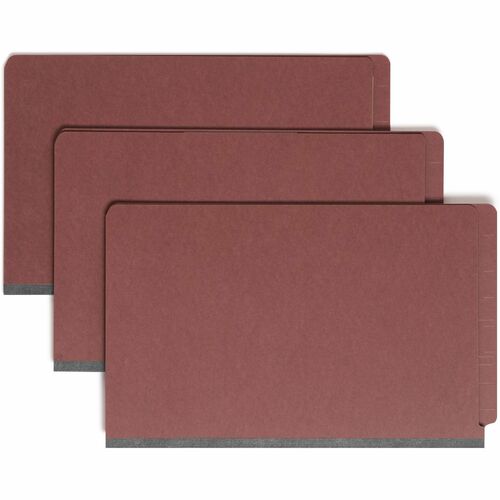 Smead Classification Folder, Legal 8.5" x 14", 2" Expansion, SafeSHIELD-Coated 2 Fasteners Front & Back, 1/3 End Tab, 1 Divider, Red, 10/BOX