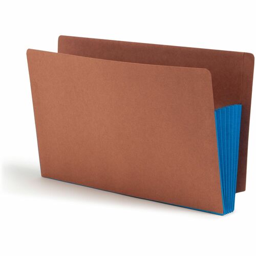 Smead File Pockets, Legal Size, Extra-Wide, Reinforced Gusset, Straight-Cut Tab, 8.5" x 14", 5.25" Expansion, Blue, Redrope, 10/Box
