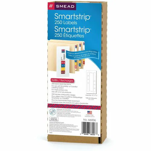 Smead Color Coded Labels, Smartstrip ColorBar Refill, Inkjet, Bilingual, 7.5 in x 1.5 in, 250/PK