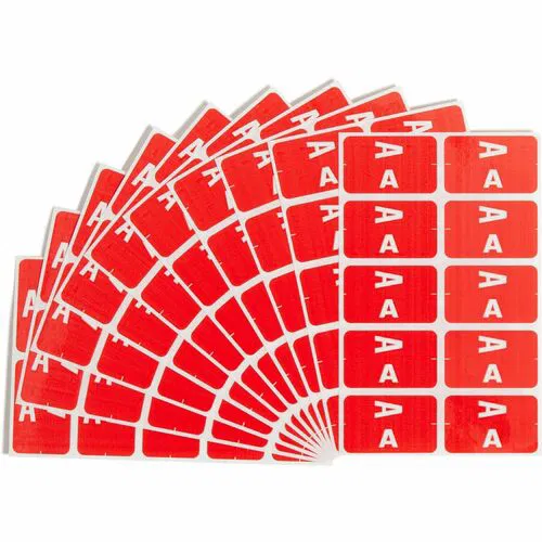 Smead AlphaZ Color-Coded Label, A, 1" x 1 5/8", Laminated, Red, 10/Sheet, 100/PK