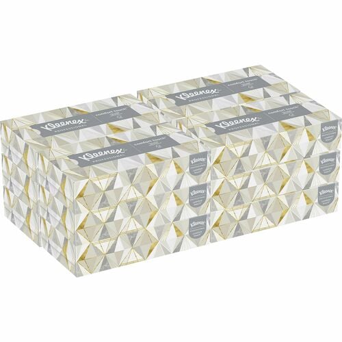Kleenex Facial Tissue, Business, Professional, Flat Box, 2-Ply, 8.3" x 7.8", White, 125/Box, 12/CT