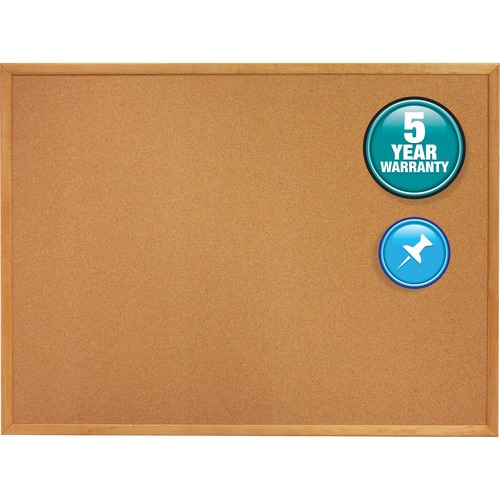 Quartet Classic Series Cork Bulletin Board - 36" Board Height x 60" Board Width - Brown Natural Cork Surface - Self-healing, Flexible, Durable - Oak Frame - 1 Each
