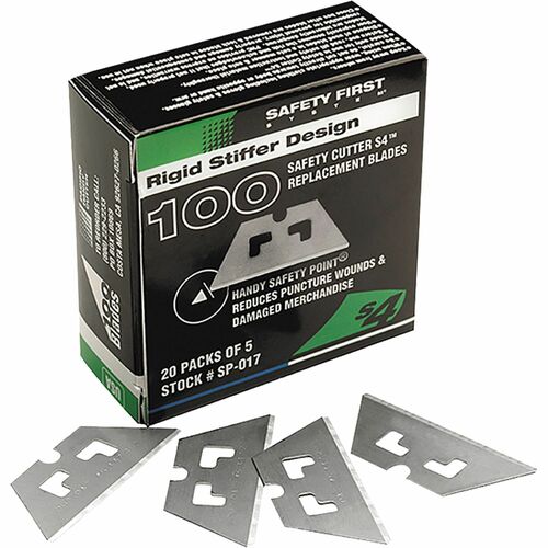 PHC Utility Knife Blade, Straight Steel, Silver, for Pacific S3/S4 Safety Cutters, 100/Box
