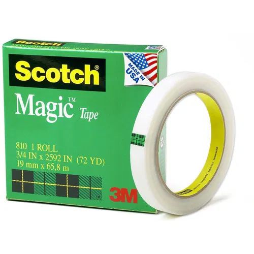 Scotch Invisible Tape, Magic, 0.75" W x 72 yd, 3" Core, Matte, Clear, Writable, Photo-Safe