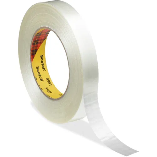 Scotch Filament Tape, 1" x 60 yd, 6.6 mil, Clear, Glass Yarn Backing, Synthetic Rubber Adhesive, 3" Core