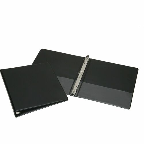 SKILCRAFT Loose-leaf 3-Ring Binder - 1" Binder Capacity - Letter - 8 1/2" x 11" Sheet Size - 3 x Round Ring Fastener(s) - 1 Inside Front & Back Pocket(s) - Vinyl - Black - Exposed Rivet, Heavy Duty, Crack Resistant, Tear Resistant - 1 Each