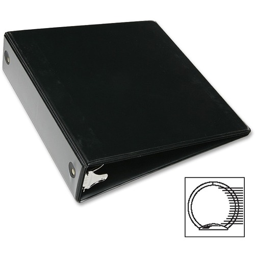 SKILCRAFT Loose-leaf 3-Ring Binder - 2" Binder Capacity - Letter - 8 1/2" x 11" Sheet Size - 3 x Round Ring Fastener(s) - Inside Front & Back Pocket(s) - Vinyl - Black - Recycled - Clear Overlay, Heavy Duty, Crack Resistant, Tear Resistant - 1 Each