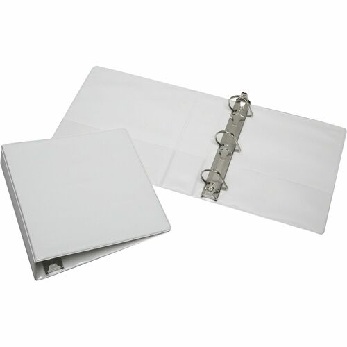SKILCRAFT Slant D-Ring View Binder - 2" Binder Capacity - Letter - 8 1/2" x 11" Sheet Size - 3 x D-Ring Fastener(s) - Inside Front & Back Pocket(s) - Vinyl - White - Clear Overlay, Heavy Duty, Tear Resistant, Crack Resistant - 1 Each