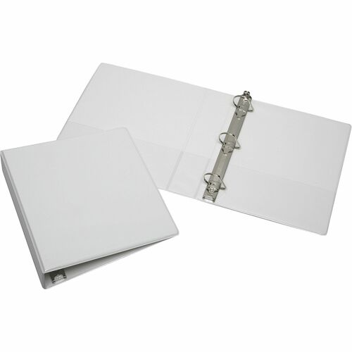 SKILCRAFT Slant D-Ring View Binder - 1 1/2" Binder Capacity - Letter - 8 1/2" x 11" Sheet Size - 3 x D-Ring Fastener(s) - Inside Front & Back Pocket(s) - Vinyl - White - Clear Overlay, Heavy Duty, Tear Resistant, Crack Resistant - 1 Each