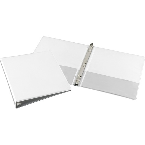 SKILCRAFT Loose-leaf 3-Ring Binder - 1" Binder Capacity - Letter - 8 1/2" x 11" Sheet Size - 3 x Round Ring Fastener(s) - Inside Front & Back Pocket(s) - Vinyl - White - Exposed Rivet, Heavy Duty, Tear Resistant, Crack Resistant - 1 Each