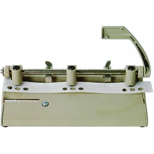 SKILCRAFT Adjustable Heavy-duty 3-Hole Punch - 3 Punch Head(s) - 28 Sheet of 20lb Paper - 13/32" Punch Size - Round Shape - Beige
