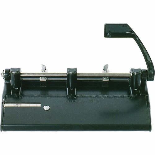 SKILCRAFT Adjustable Heavy-duty 3-Hole Punch - 3 Punch Head(s) - 28 Sheet of 20lb Paper - 2/5" Punch Size - Round Shape - Black