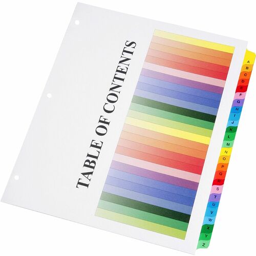 SKILCRAFT Binder Tabbed Index Sheet - 25 Printed Tab(s) - Character - A-Z - 8.5" Divider Width x 11" Divider Length - Letter - Assorted Divider - Assorted Tab(s) - 26 / Set
