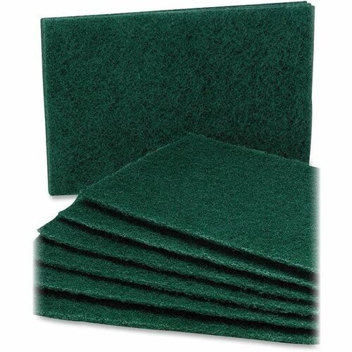 SKILCRAFT Scouring Pad - 0.3" Height x 6" Width x 9.5" Depth - 10/Pack - Nylon - Green