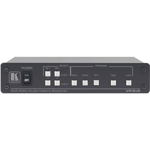 Kramer VP-2x2 2x2 Computer Graphics Video & Balanced Stereo Audio Matrix Switcher - Computer, HDTV, Monitor, Amplifier Compatible - 2 x HD-15 VGA In, 2Terminal Block, 2 x HD-15 VGA Out, 2Terminal Block, 1Serial