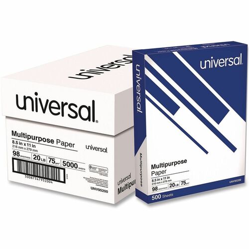 Universal Copy Paper, 5,000 Sheets (500 Sheets/Ream), 20 lb, 98 Brightness, Bright White, 10/CT