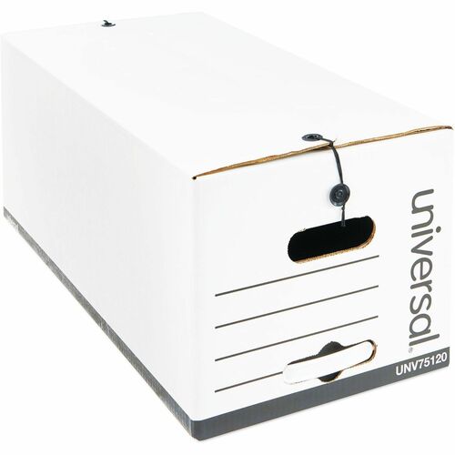 Universal Storage Case, Easy Assembly, 12" W x 24" D x 10" H, White, String/Button Closure, Stackable 400 lb, For Letter Files, 12/CT