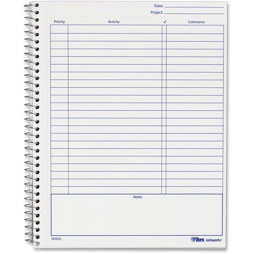 TOPS Noteworks Project Planner - 6 3/4" x 8 1/2" Sheet Size - White Sheet - Wire Bound - Poly, Plastic, Chipboard - Metallic Gold Cover - Perforated, Acid-free, Tear-off, Snag Resistant - 1 Each