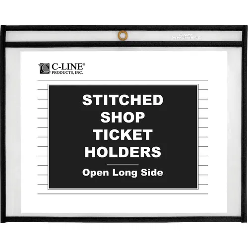 C-Line Ticket Holder, Side-Load, 9" x 12", Clear Vinyl, Reinforced Stitched Edge, Metal Eyelet, 25/PK