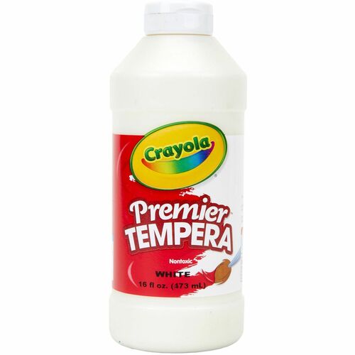 Crayola Premier Tempera Paint, 16 oz, White, One-Coat Coverage, Squeeze Bottle Pour Spout, ACMI Nontoxic