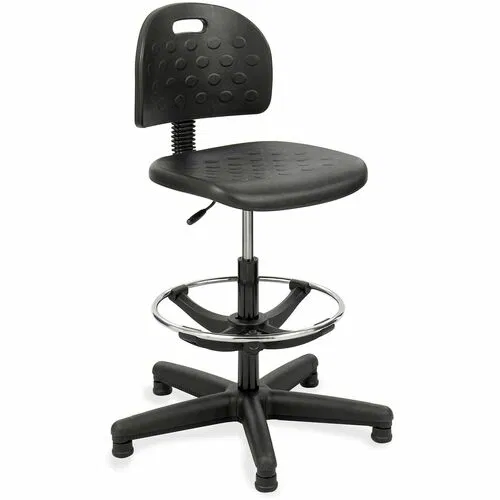 Safco Workbench Drafting Chair, Soft Tough, 22 in-32 in Seat Height, 250 lb Capacity, 18 in W x 16.5 in D, Black Foam, 18 in Footring