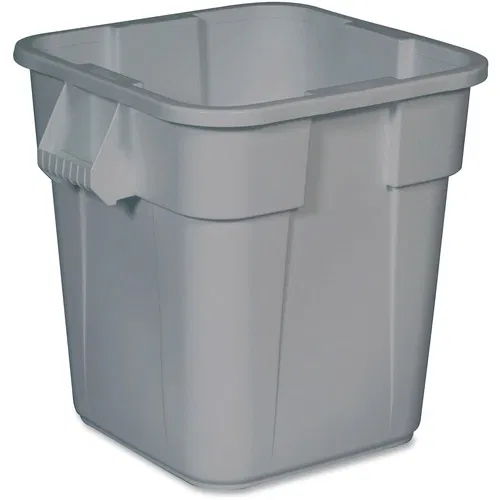 Rubbermaid Commercial Waste Container, Brute, Square, 28 gal, 21.5" x 21.5" x 22.5", Gray Plastic, Nesting Handles