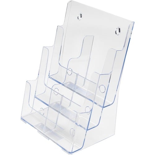 Deflecto Literature Sorter/Organizer, Desktop, Wall-Mount, 3-Tier, 6 Pockets, 9" W x 7.5" D x 13.75" H, Clear Plastic