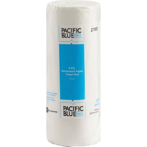 Pacific Blue Select Paper Towel Roll, 2-Ply, 11 in x 8.8 in, 100 Sheets, White, Perforated, Absorbent