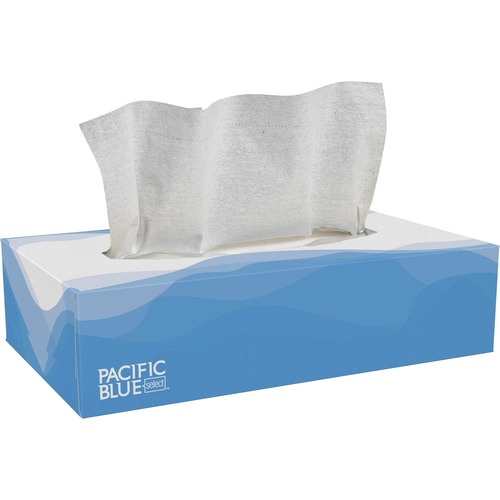Pacific Blue Select Facial Tissue, Flat Box, GP Pro, 2-Ply, 8.33" x 8", White Paper, 100/Box