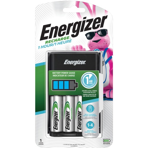 Eveready Recharge Battery Charger with 2 AA and 2 AAA NiMH Batteries - 1 Hour Charging - 4 - AA, AAA - 1 Each