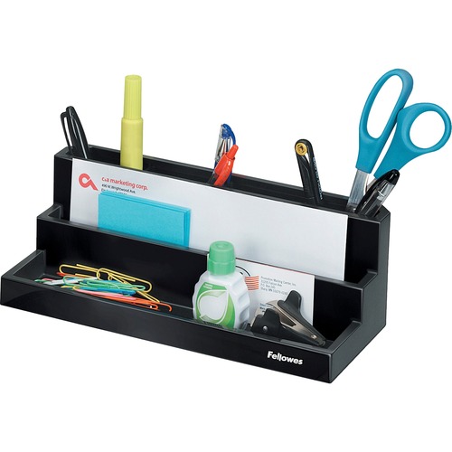 Fellowes Designer Suites™ Organizer - 7 Compartment(s) - 3.9" Height x 11.1" Width x 5" DepthDesktop - Stackable - Black - 1 Each