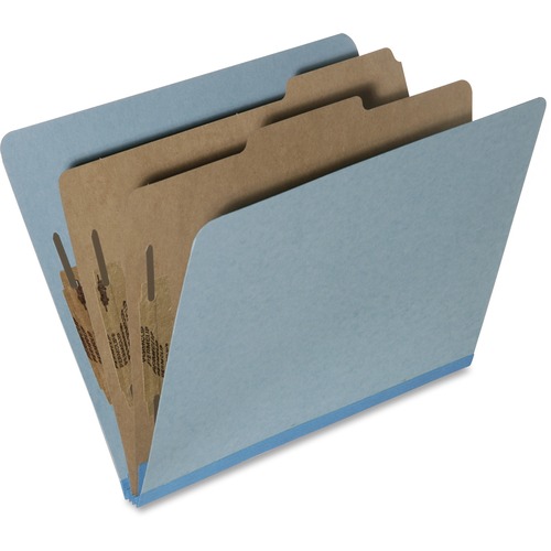 SKILCRAFT Pressboard Classification Folder - 8 1/2" x 11" - 2" Expansion - Prong Fastener - 1" Fastener Capacity for Folder - 2 Divider(s) - Pressboard, Tyvek, Metal - Light Blue - 30% Recycled - 10 / Box