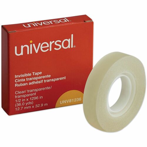 Universal Invisible Tape, 0.5" x 36 yd, 1" Core, Matte Clear, 2 mil Acrylic Backing