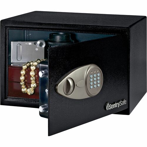Sentry Safe, Security Safe, 0.5 ft3, Electronic Lock, Override Key, 2 Live-Locking Bolts, Armored Steel, Black, 13-5/8" W x 8-5/8" D x 8-1/2" H