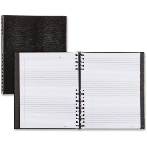 Blueline NotePro Notebook, 11" x 8.5" Sheet Size, 300 Sheets, Twin-Wirebound, Black, Microperforated, Index Sheet, Pocket, 50% Recycled