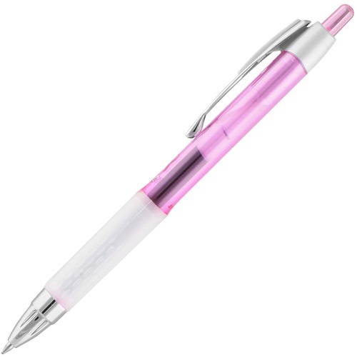 Uniball 207 Pink Ribbon Gel Pen, 0.7 mm Medium, Black Ink, Pink Barrel, Retractable, Refillable, Super Ink