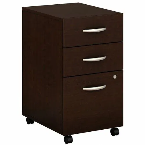 Bush Business Furniture, Lateral File, Mobile, Series C, 3-Drawer, Mocha Cherry, 15.7" W x 20.3" D x 28.1" H, Security Lock