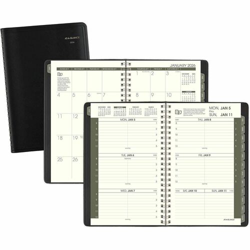 At-A-Glance Appointment Book, Desk Pad, Recycled, Weekly/Monthly, 12-Month Jan-Dec 2026, 1-Week Spread, Hourly 8 AM-5 PM, Tabbed, 4 7/8" x 8"