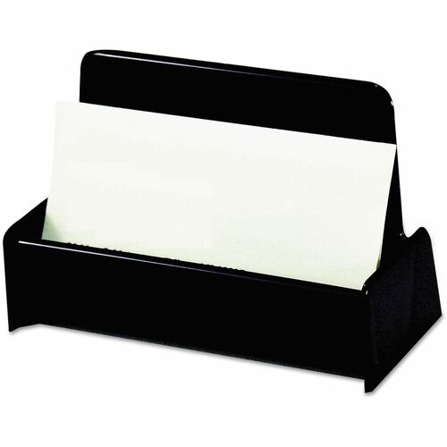 Universal Business Card Holder, Countertop, 50-Card Capacity, 3.8" x 1.8" x 1.4", Black Plastic